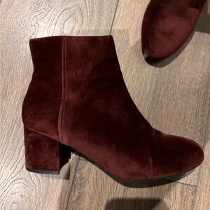 Maroon velvet booties size 8.5